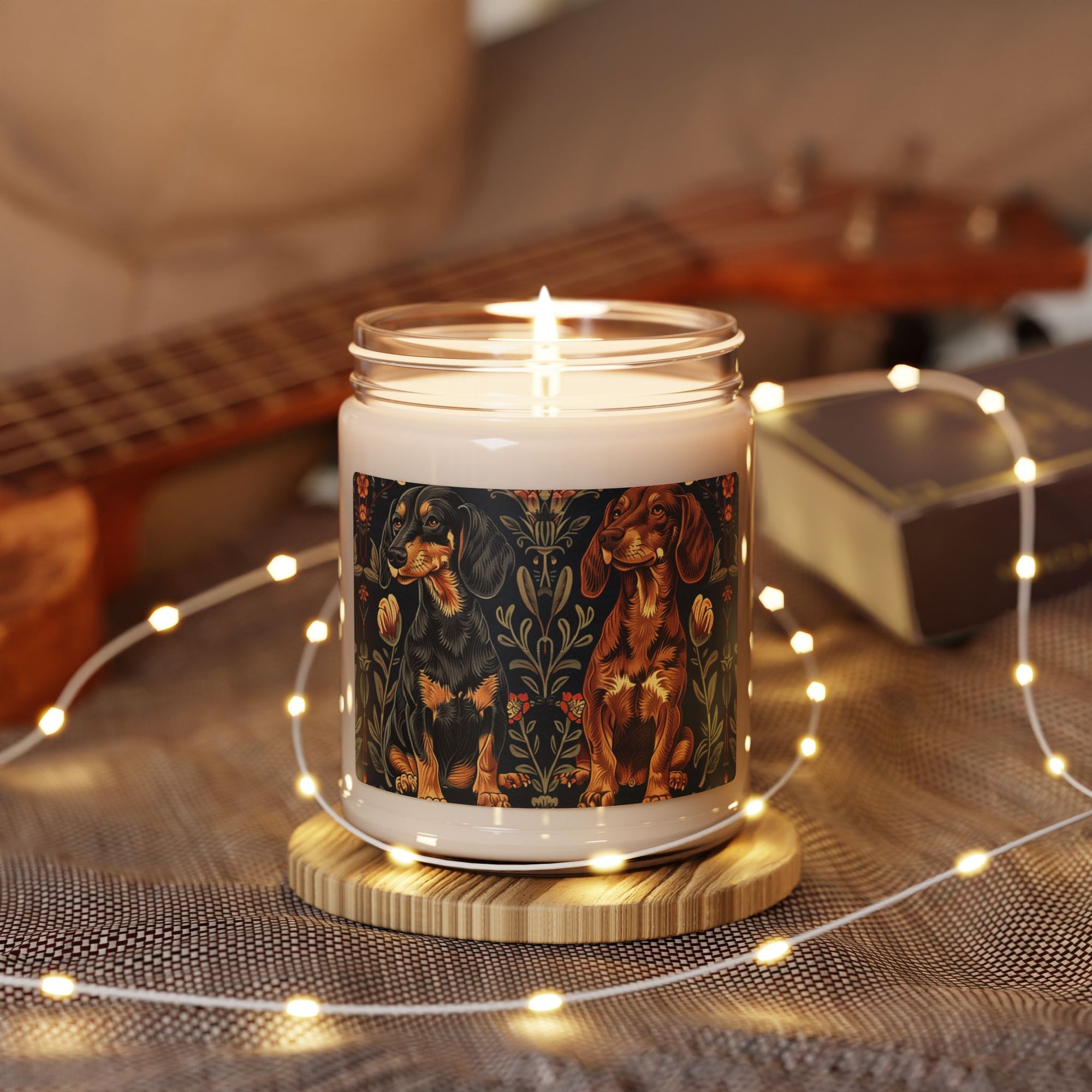 Dapper Dachshund Embroidery Elegance Scented Soy Candle