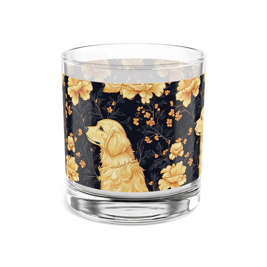 Golden Paws Floral Frenchie Rocks Glass