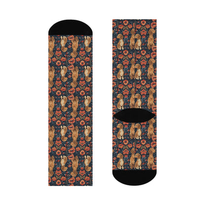 Floral Pawsome Dachsund Delight Cushioned Crew Socks