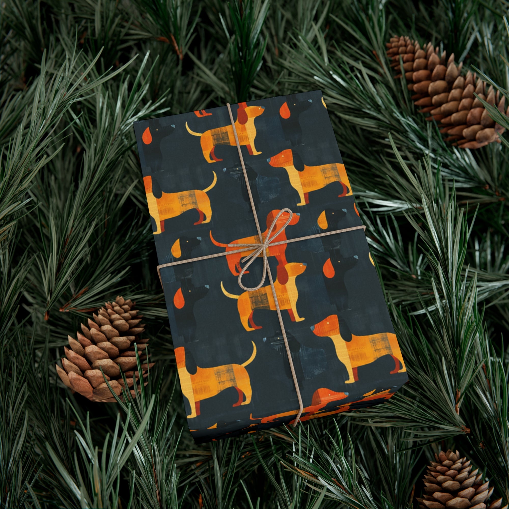 Dapper Dachshund Noir Glow Gift Wrap Papers