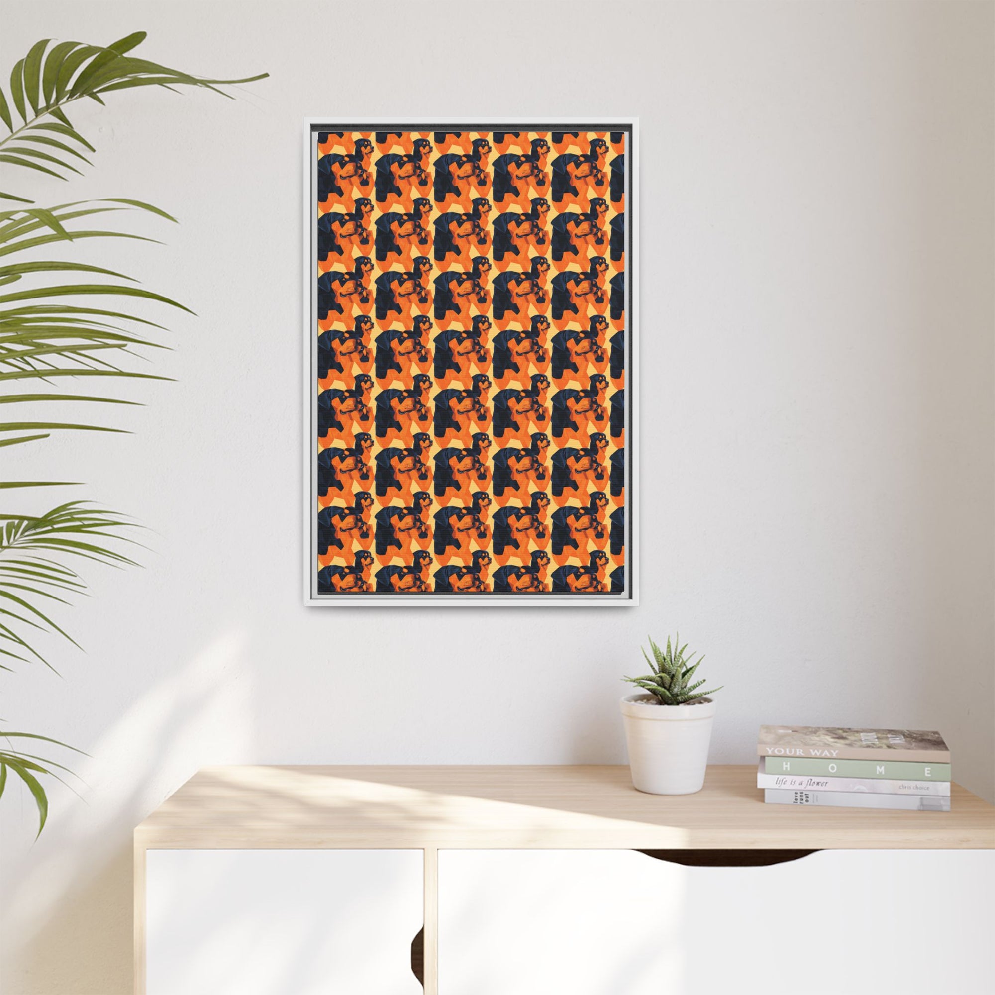 Rottweiler Chic Pawsitivity Matte Canvas, Framed