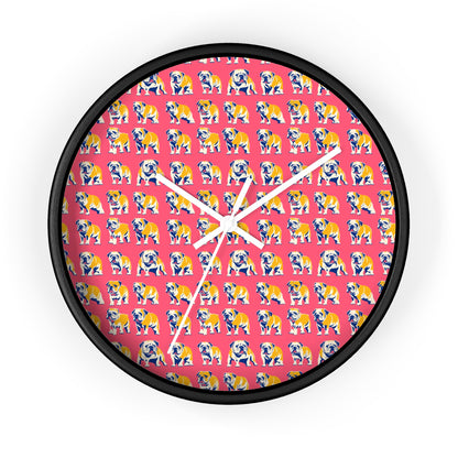 Bubblegum Glamour Bulldog Bouquet Wall Clock