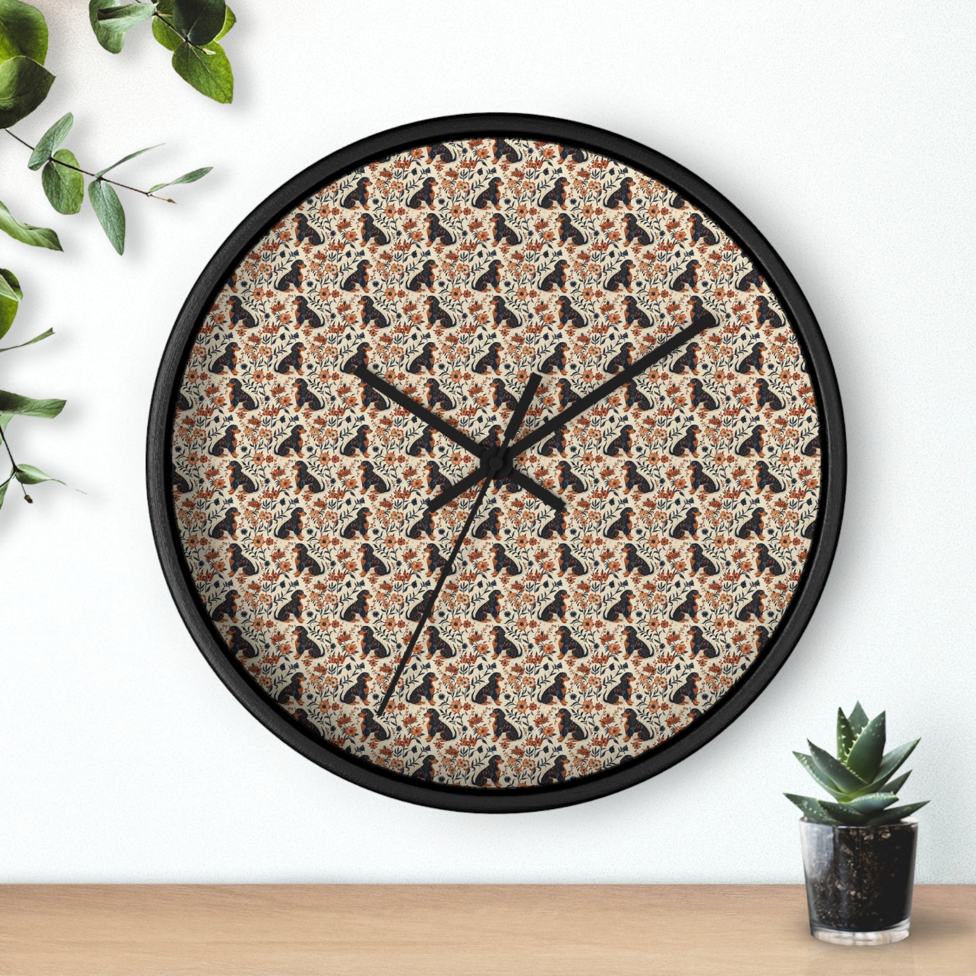 Blossoming Dachshunds Delight Wall Clock