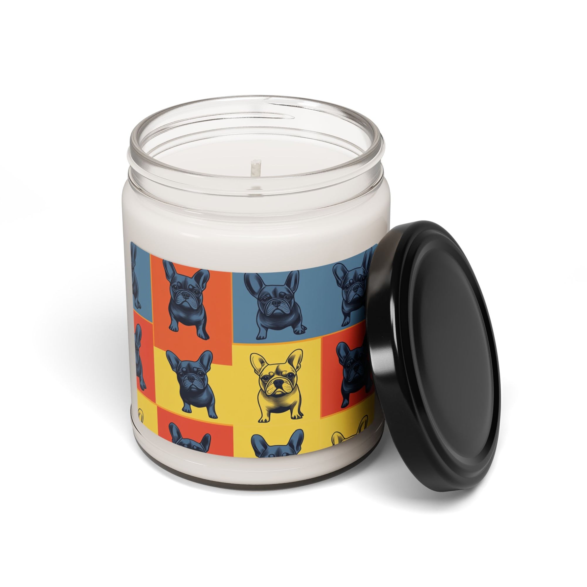 Frenchie Pop Art Pawfection Grid Scented Soy Candle