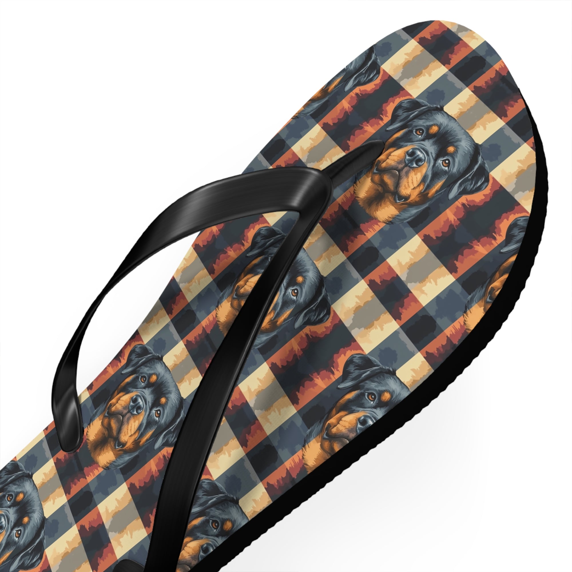 Pawsome Rottweiler Royalty Plaid Flip Flops