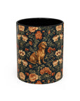 Dazzling Dachsund Blossoms & Foliage Accent Coffee Mug