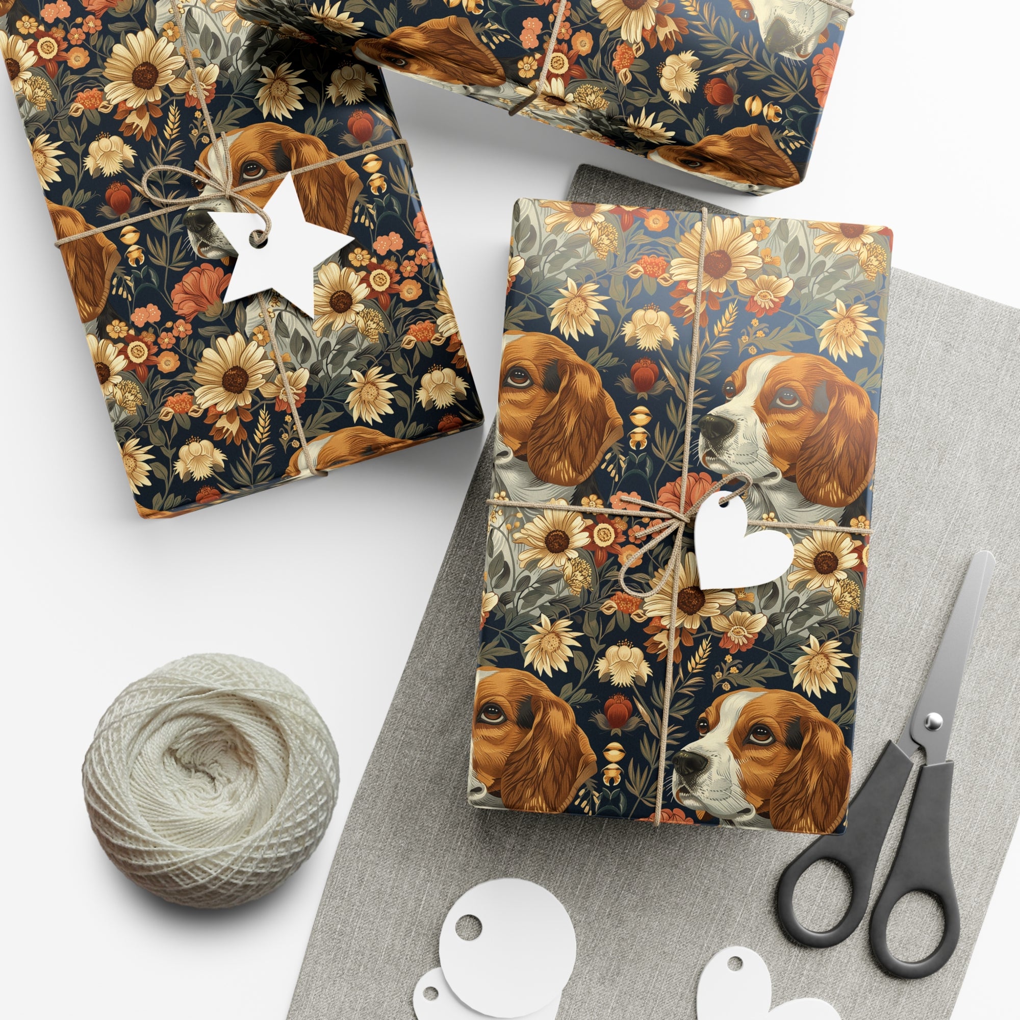 Beagle Blossoms Gift Wrap Papers