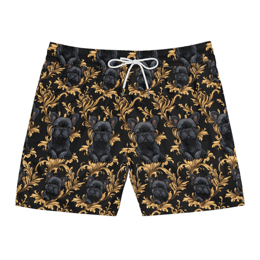 Regal Frenchie Noir Elegance Men's Mid-Length Swim Shorts