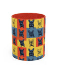 Frenchie Pop Art Pawfection Grid Accent Coffee Mug