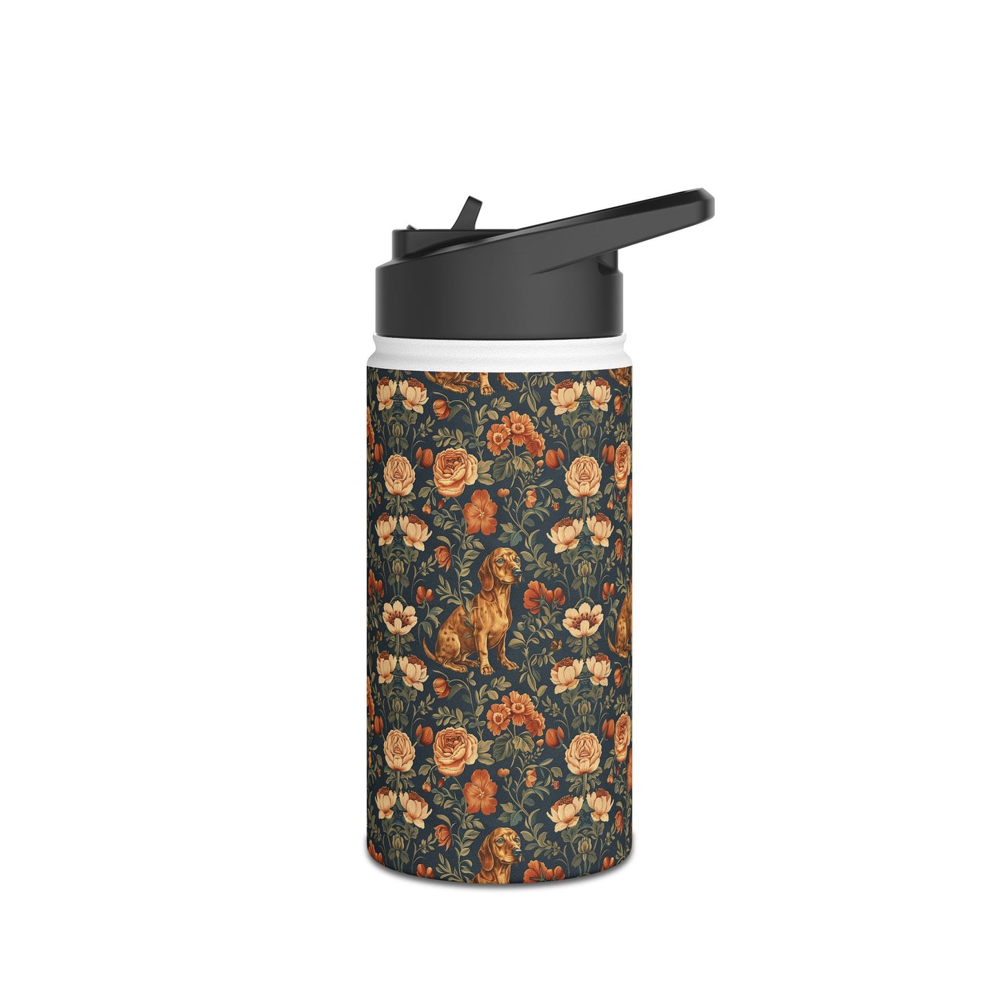 Dazzling Dachsund Blossoms & Foliage Stainless Steel Water Bottle