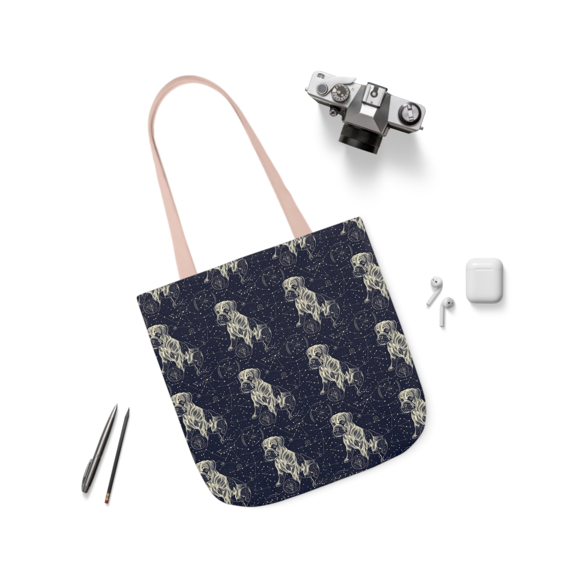 Celestial Boxer Bliss Canvas Tote Bag