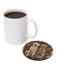 Blossoming Labradors Bouquet Cork Back Coaster