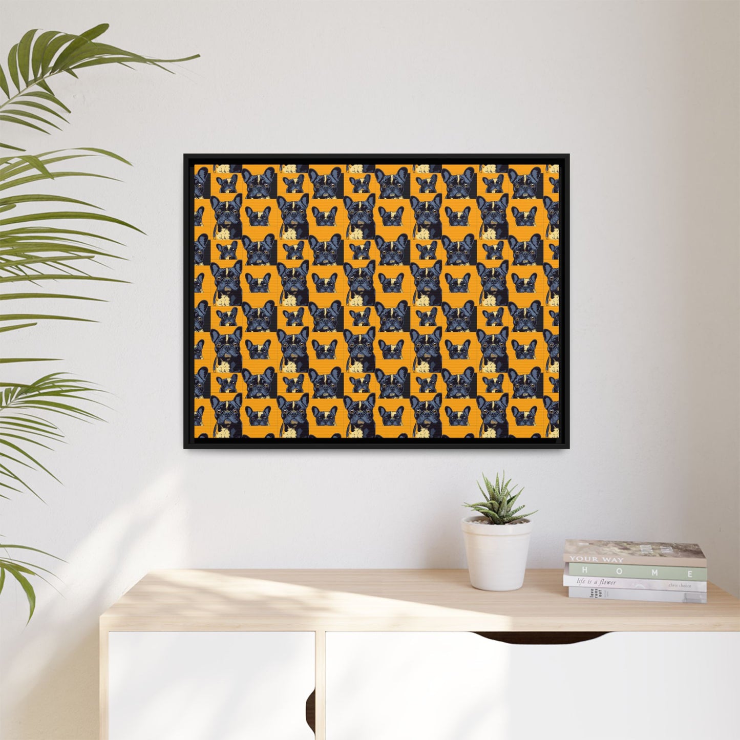 Frenchie Pawsitively Pawsome Peek-a-Boo Perfection Matte Canvas, Framed