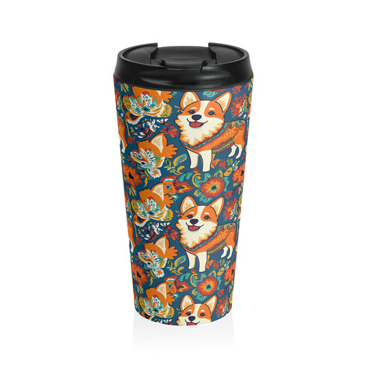 Corgi Carnival Couture Stainless Steel Travel Mug