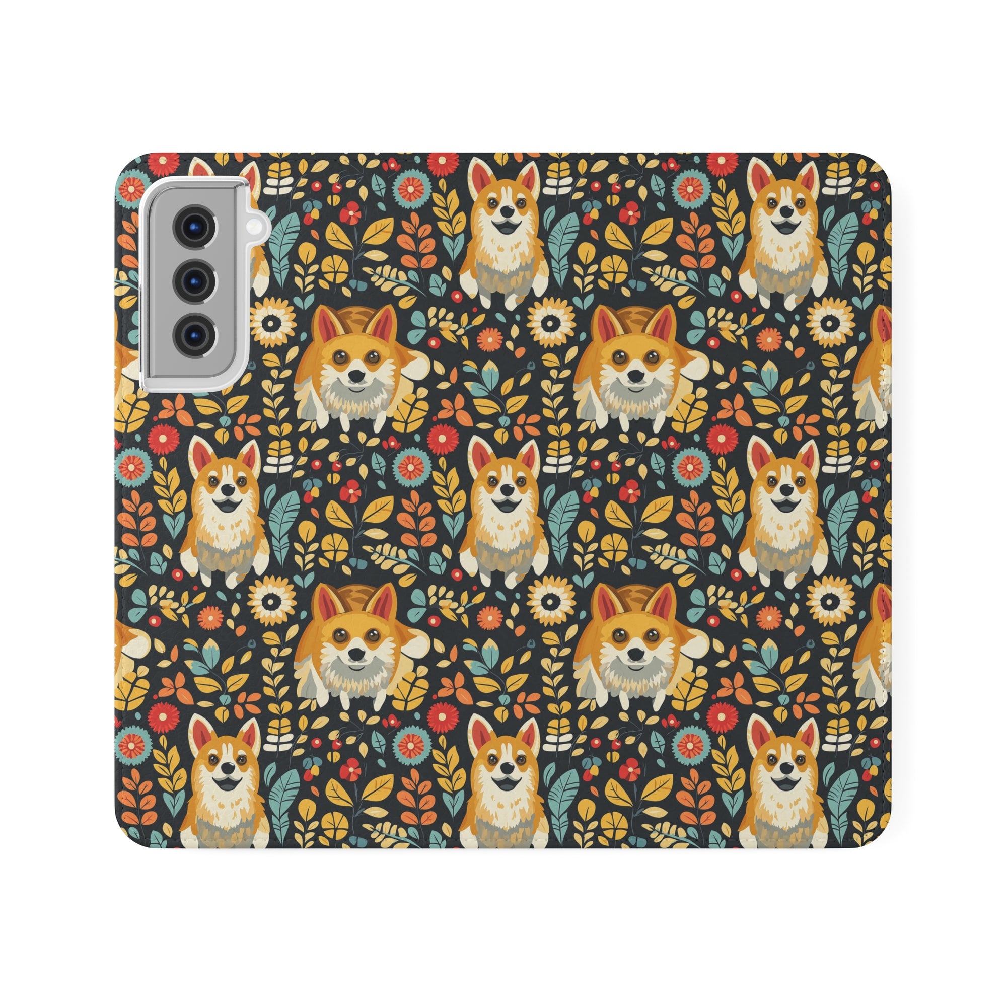 Corgi Rainbow Vine Dream Flip Cases