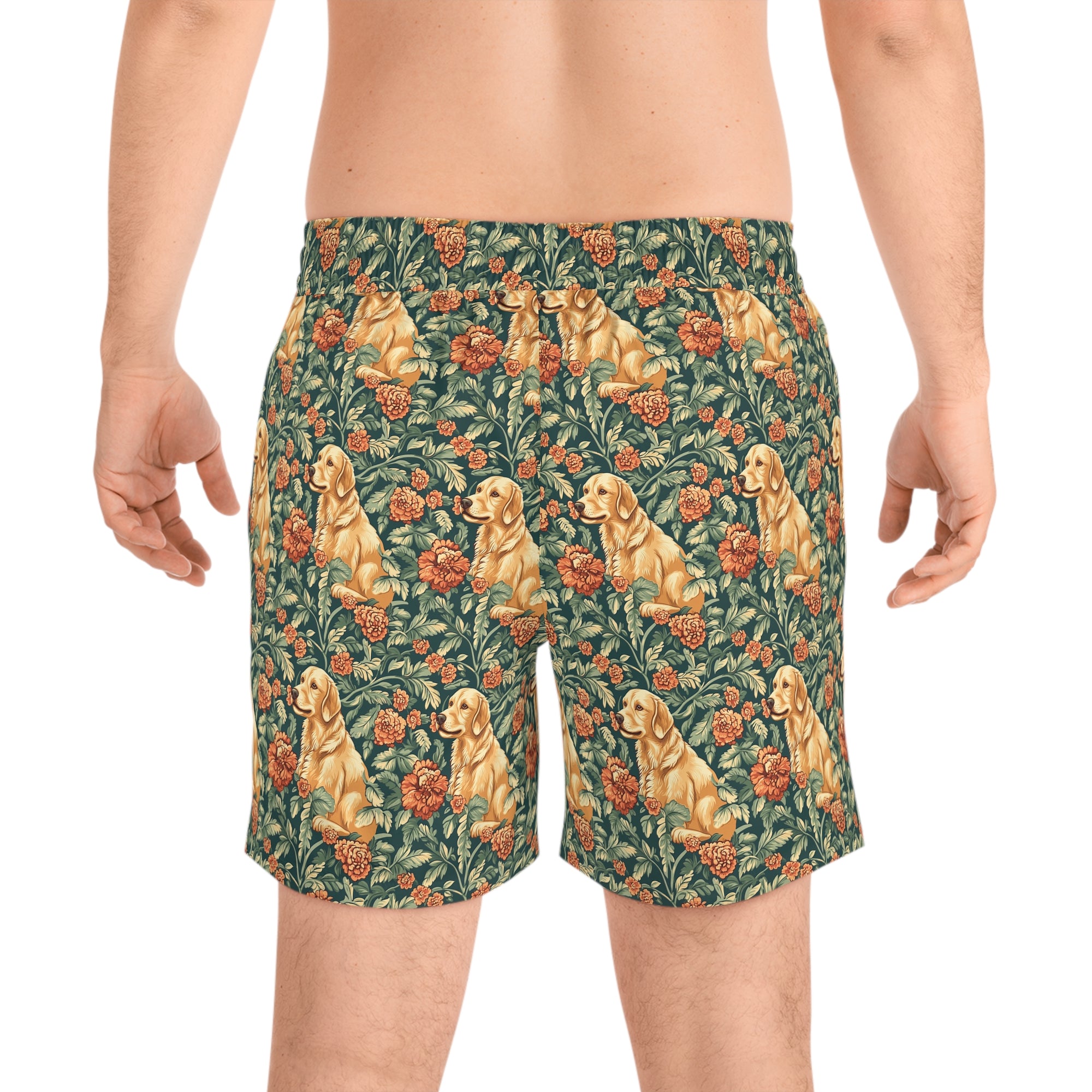 Blooming Goldie Glam Men&#39;s Mid-Length Swim Shorts