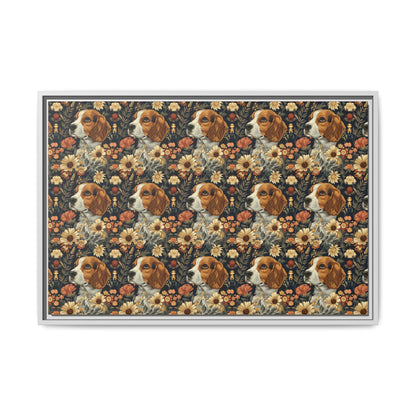 Beagle Blossoms Matte Canvas, Framed