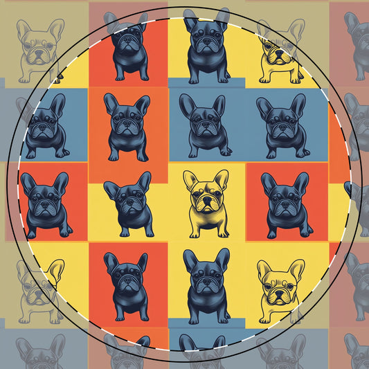 Frenchie Pop Art Pawfection Grid Ceramic Coaster