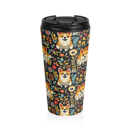 Corgi Rainbow Vine Dream Stainless Steel Travel Mug