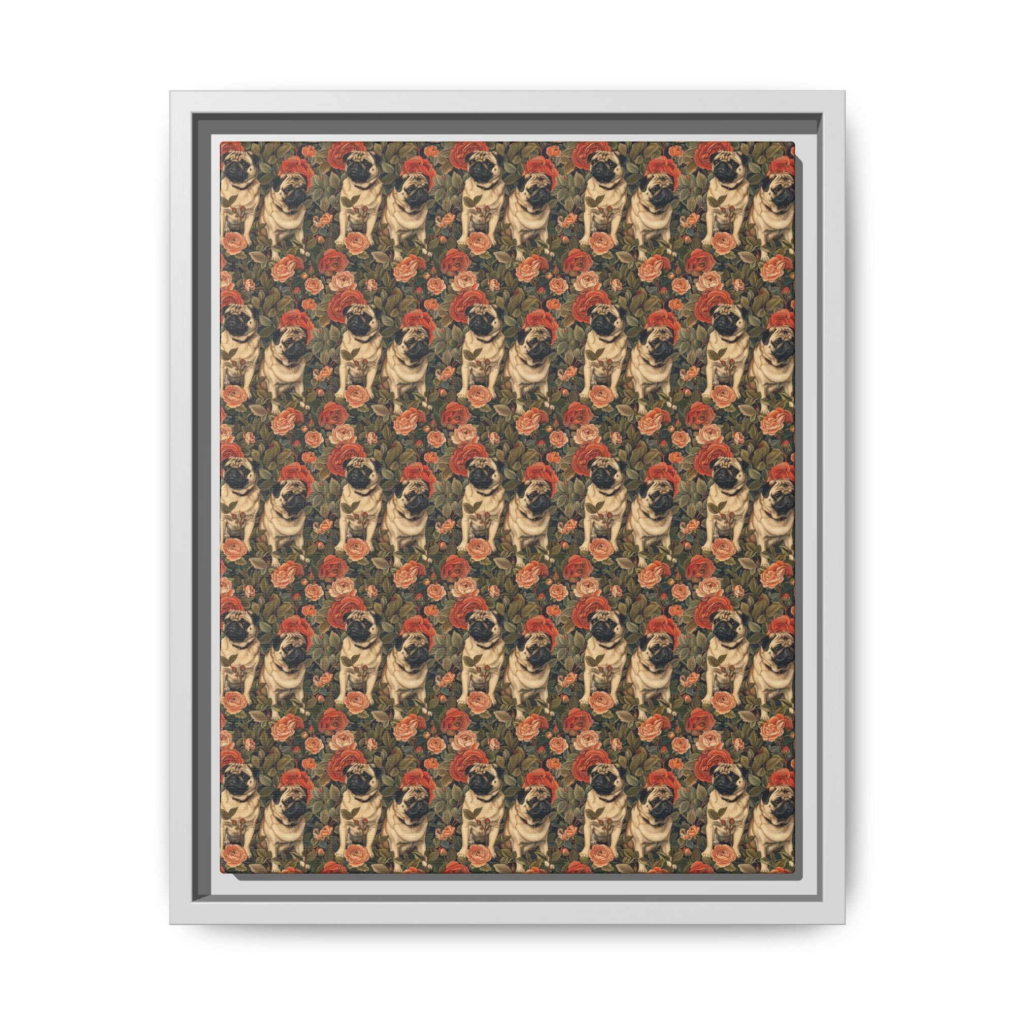 Blooming Pug Paradise Matte Canvas, Framed