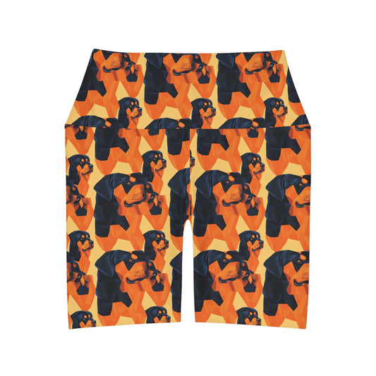 Rottweiler Chic Pawsitivity High Waisted Yoga Shorts