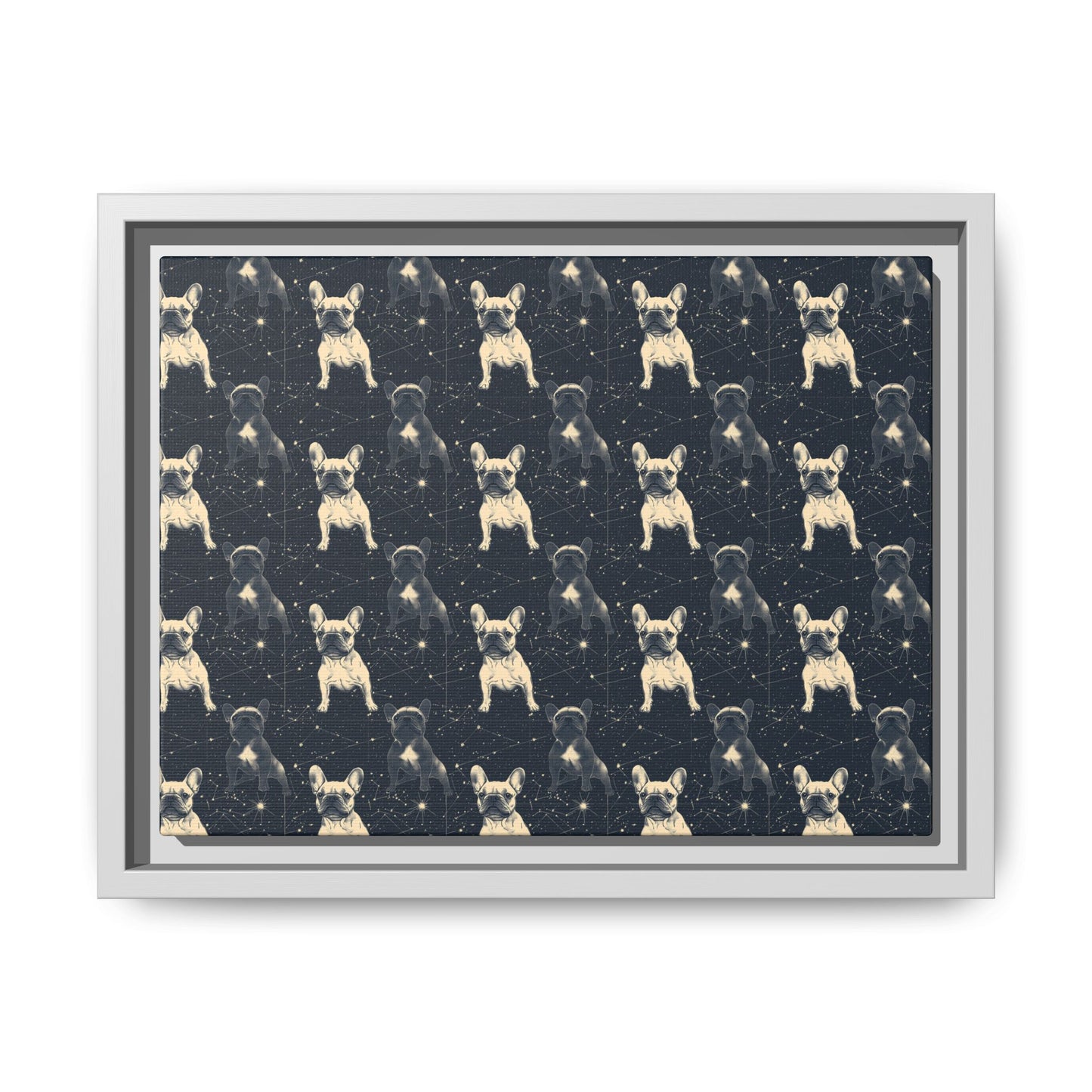 Frenchie Celestial Soar Matte Canvas, Framed