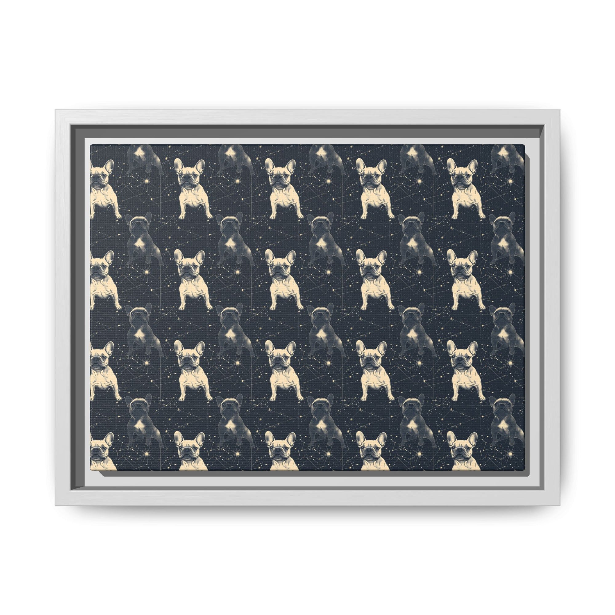 Frenchie Celestial Soar Matte Canvas, Framed