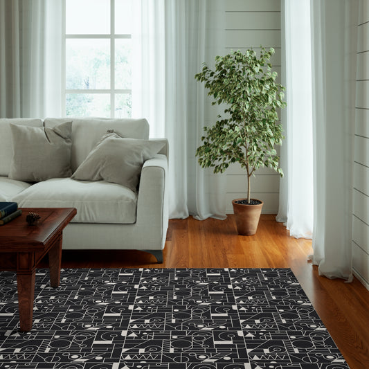 Monochrome Mosaic: Geometric Dornier Rug