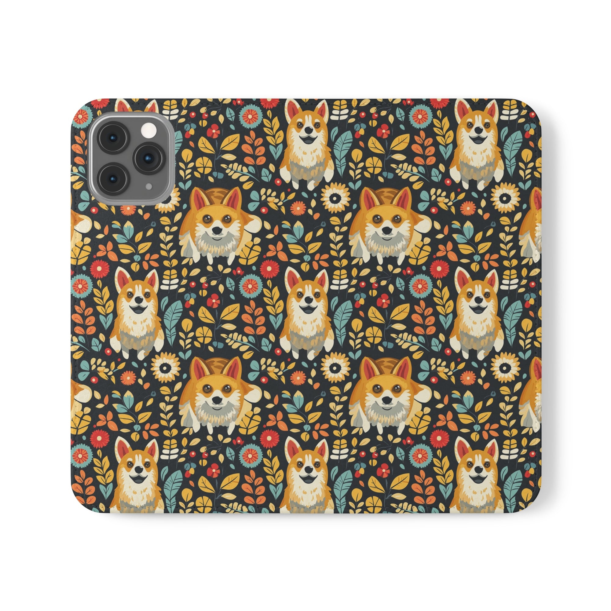 Corgi Rainbow Vine Dream Flip Cases