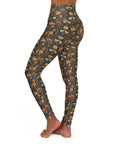 Dazzling Dachsund Blossoms & Foliage High Waisted Yoga Leggings