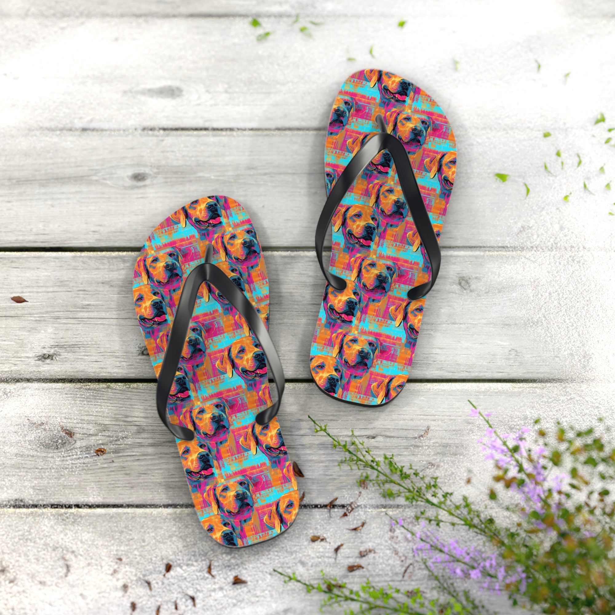 Rustic Charm Labrador Chic Flip Flops