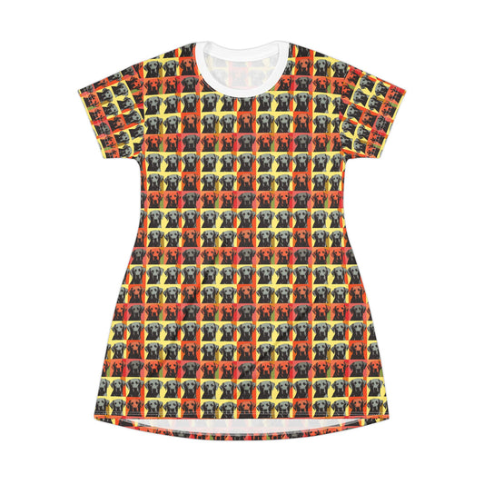 Whimsical Warhol Labrador T-Shirt Dress