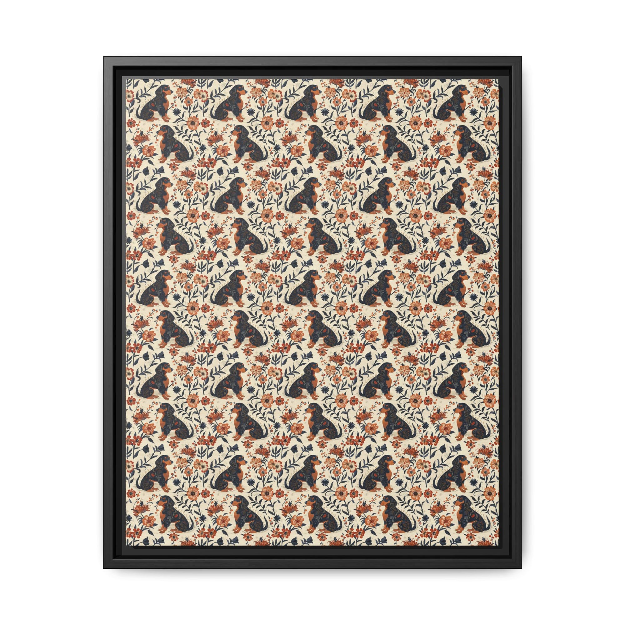 Blossoming Dachshunds Delight Matte Canvas, Framed