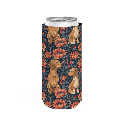 Floral Pawsome Dachsund Delight Slim Can Cooler