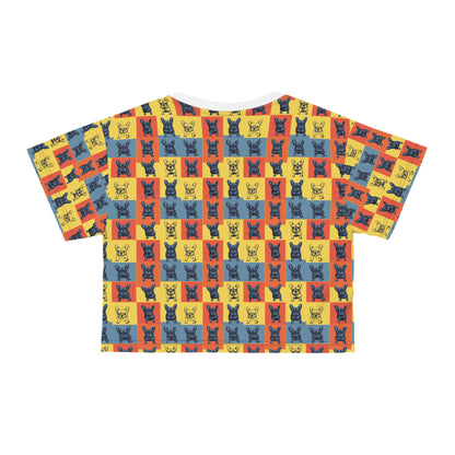 Frenchie Pop Art Pawfection Grid Crop Tee