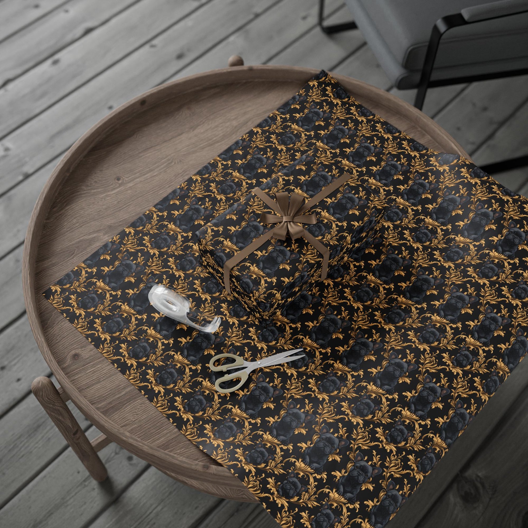 Regal Frenchie Noir Elegance Wrapping Paper