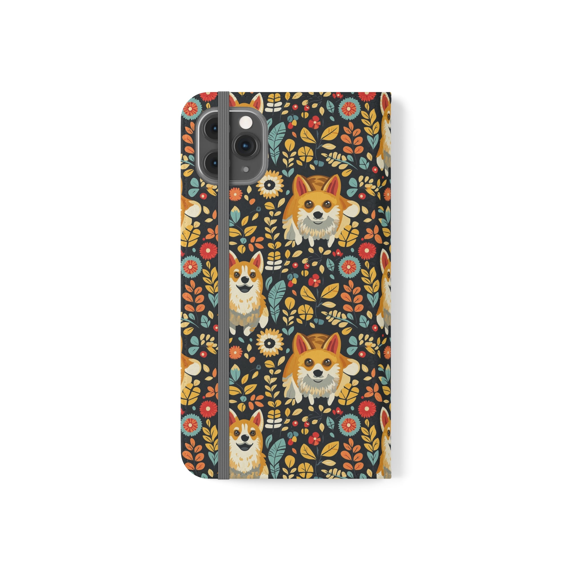 Corgi Rainbow Vine Dream Flip Cases