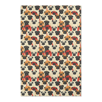 Whimsical Pug Geometry - Playful Pug Pattern Area Rug