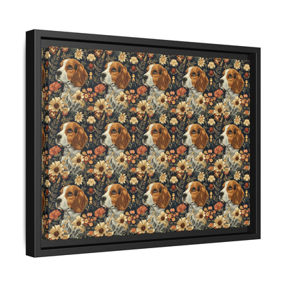 Beagle Blossoms Matte Canvas, Framed