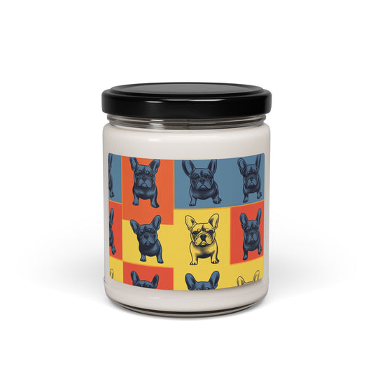 Frenchie Pop Art Pawfection Grid Scented Soy Candle