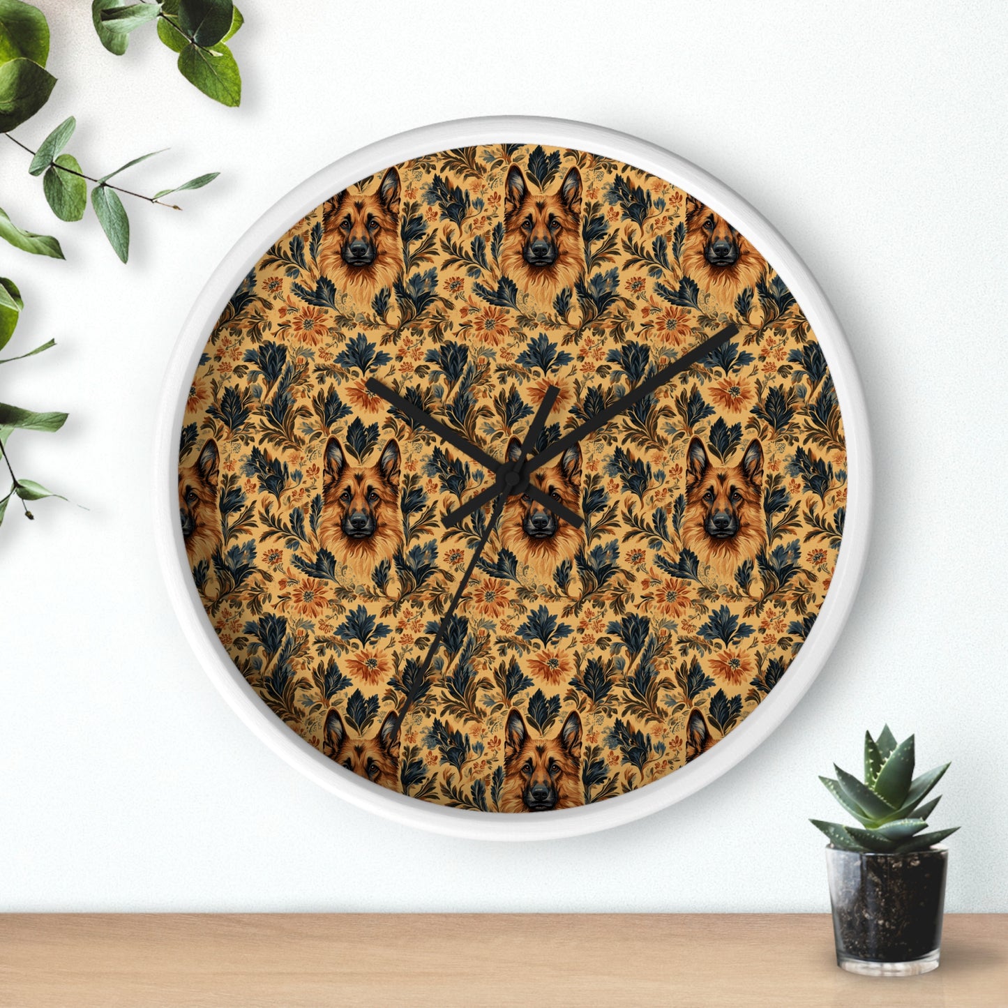 Autumnal German Shepherd Glamour Wall Clock