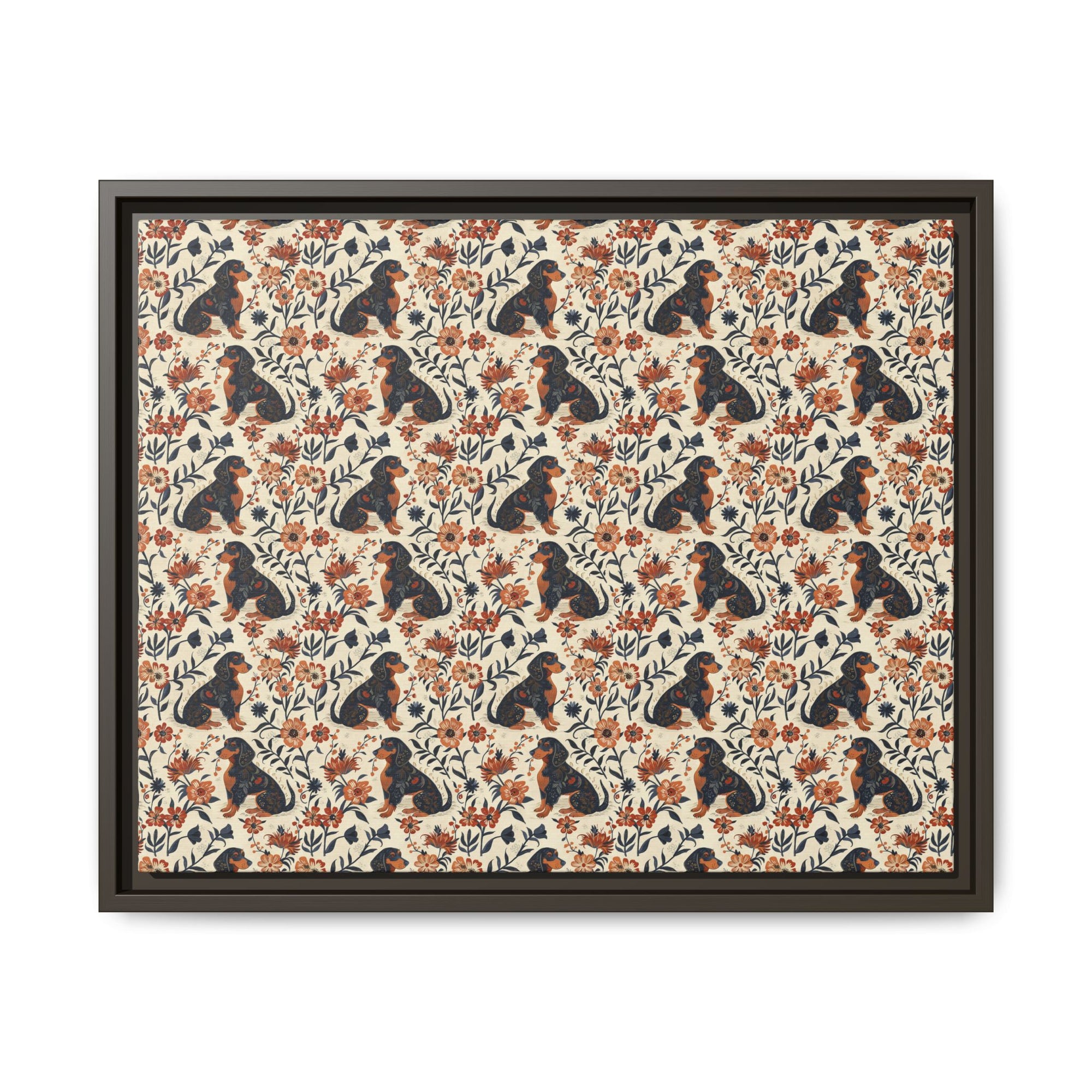 Blossoming Dachshunds Delight Matte Canvas, Framed