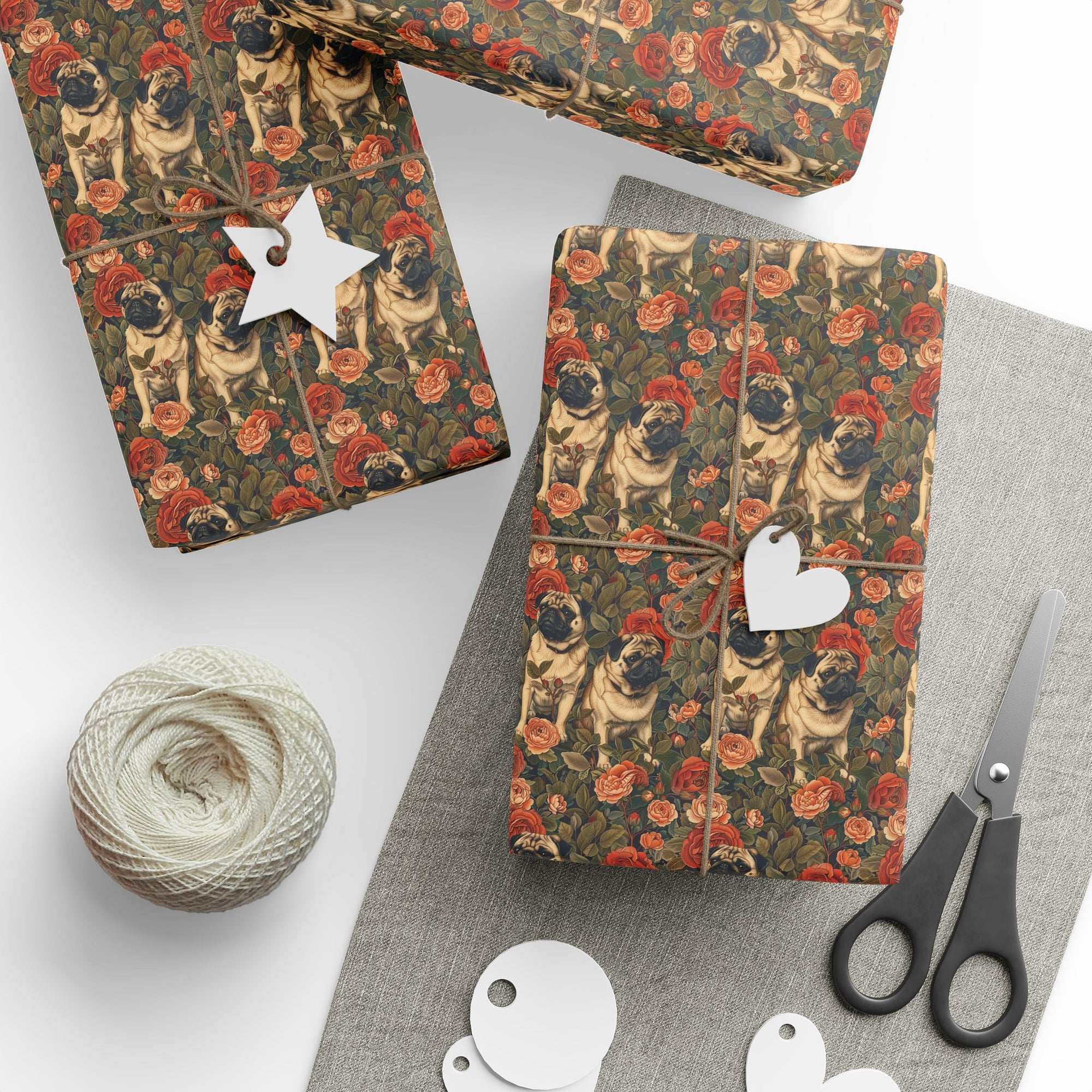 Blooming Pug Paradise Wrapping Paper