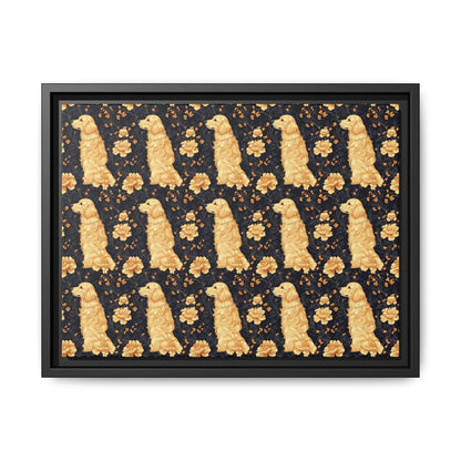 Golden Paws Floral Frenchie Matte Canvas, Framed