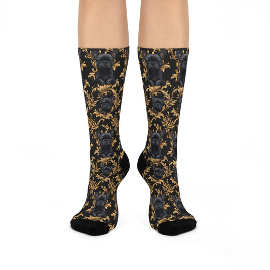 Regal Frenchie Noir Elegance Cushioned Crew Socks