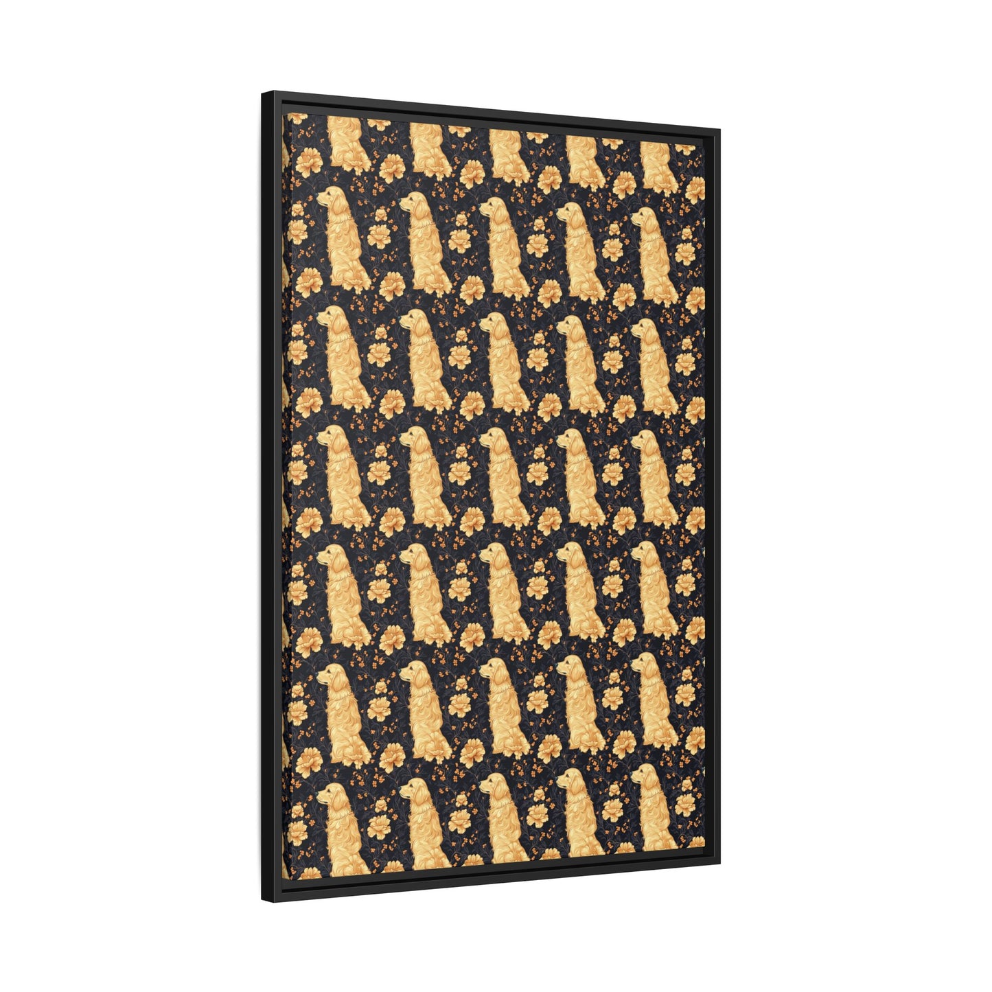 Golden Paws Floral Frenchie Matte Canvas, Framed