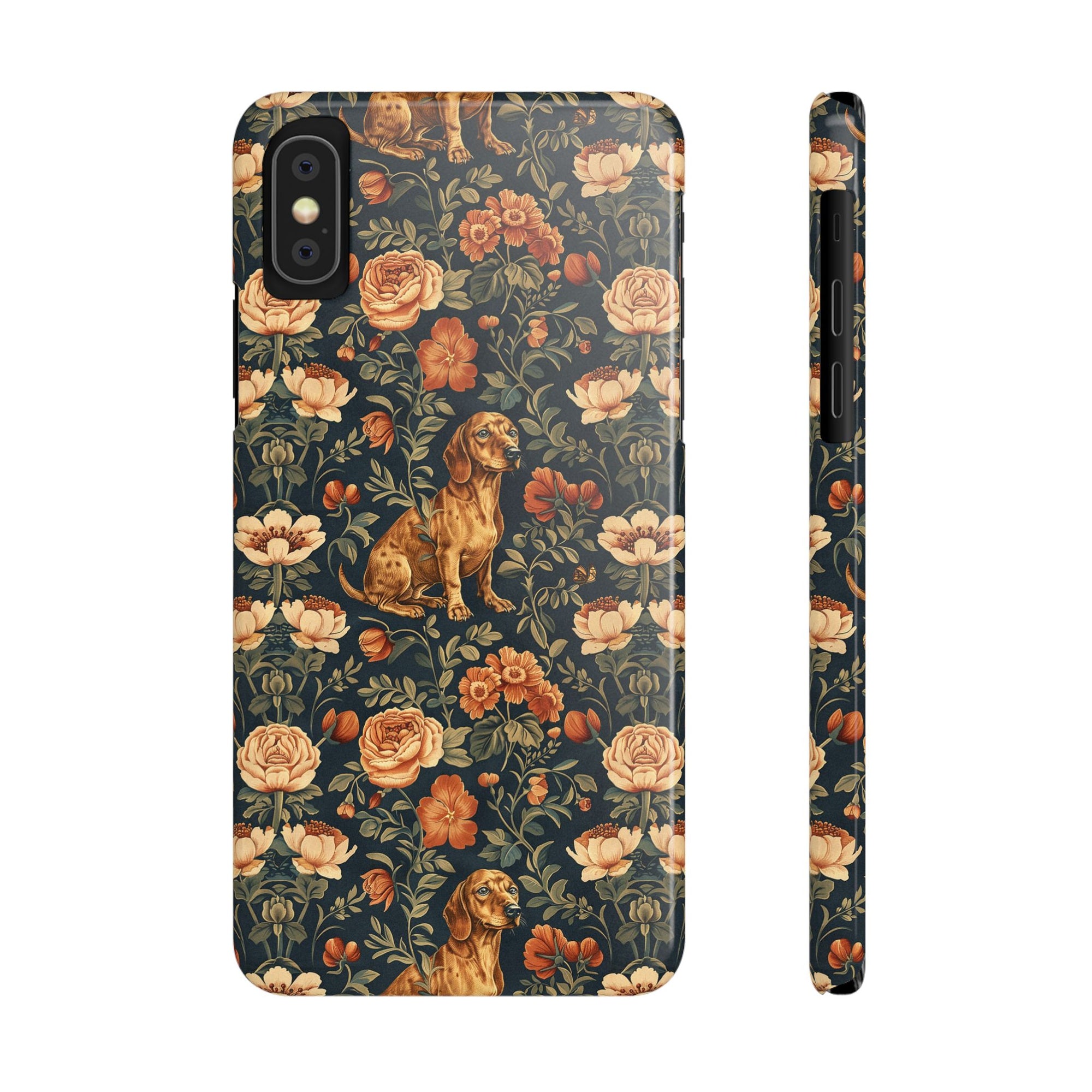 Dazzling Dachsund Blossoms &amp; Foliage Slim Phone Cases