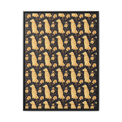 Golden Paws Floral Frenchie Matte Canvas, Framed