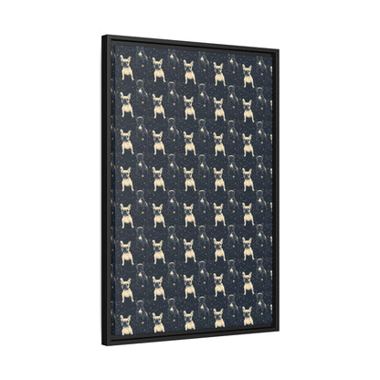 Frenchie Celestial Soar Matte Canvas, Framed