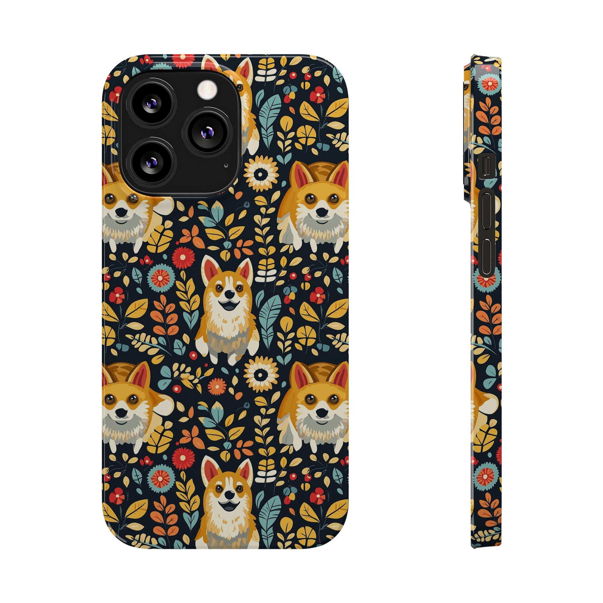 Corgi Rainbow Vine Dream Slim Phone Cases